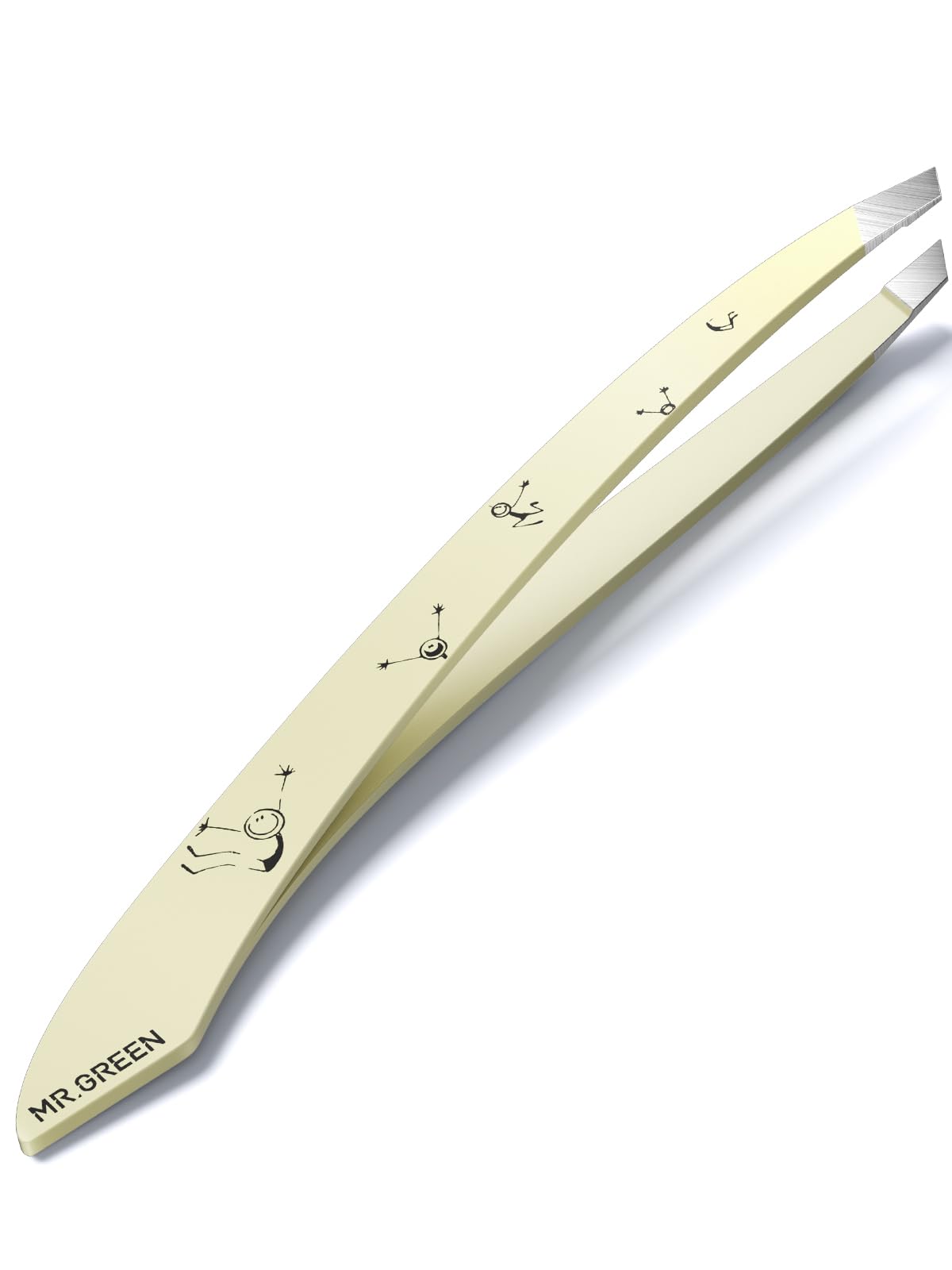 MR.GREEN Tweezers slant tip closeup for precise facial hair grasping.