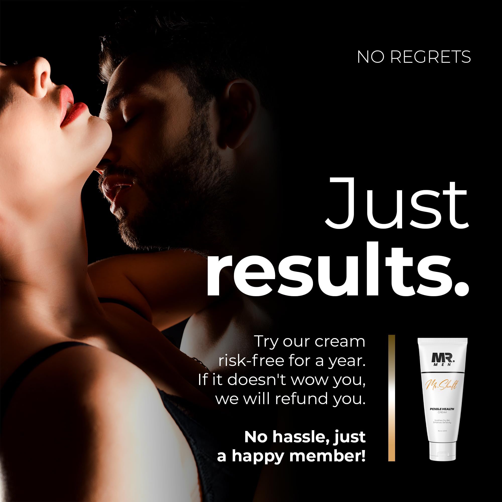 Mr. Men Premium Penile Cream 4oz jar indicating portable, daily moisturization for intimate care.