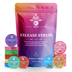 MR MIRYE 18-pack shower steamers packaging showcases a gift-ready set for spa-like mornings.