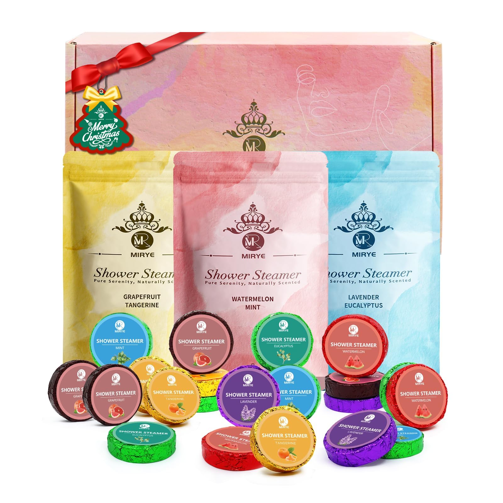 MR MIRYE Watermelon shower steamers pack for a refreshing home spa ritual.