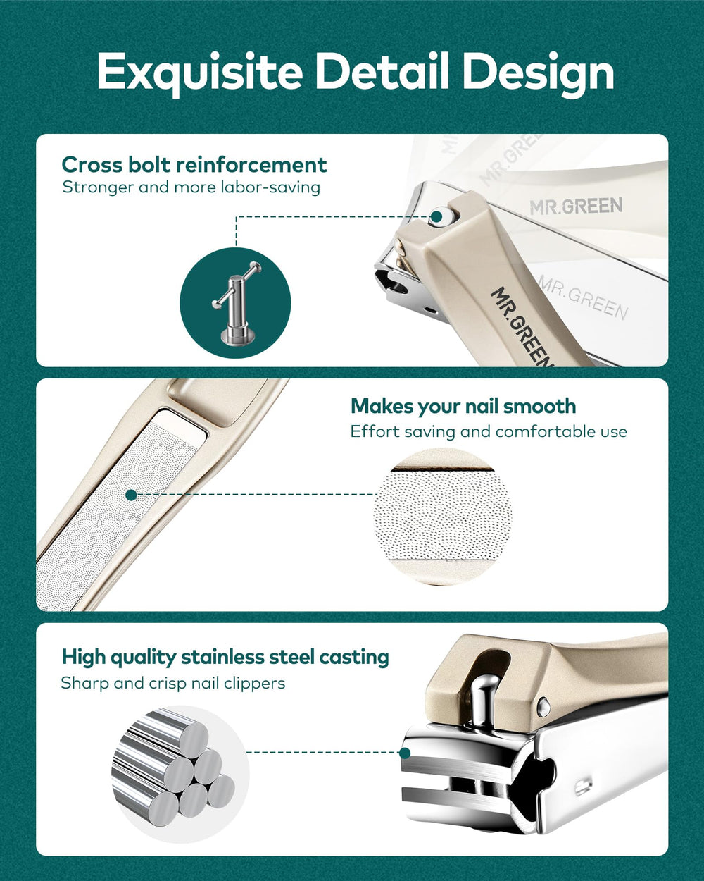 MR.GREEN ergonomic handle offers comfortable, precise grip during clipping.