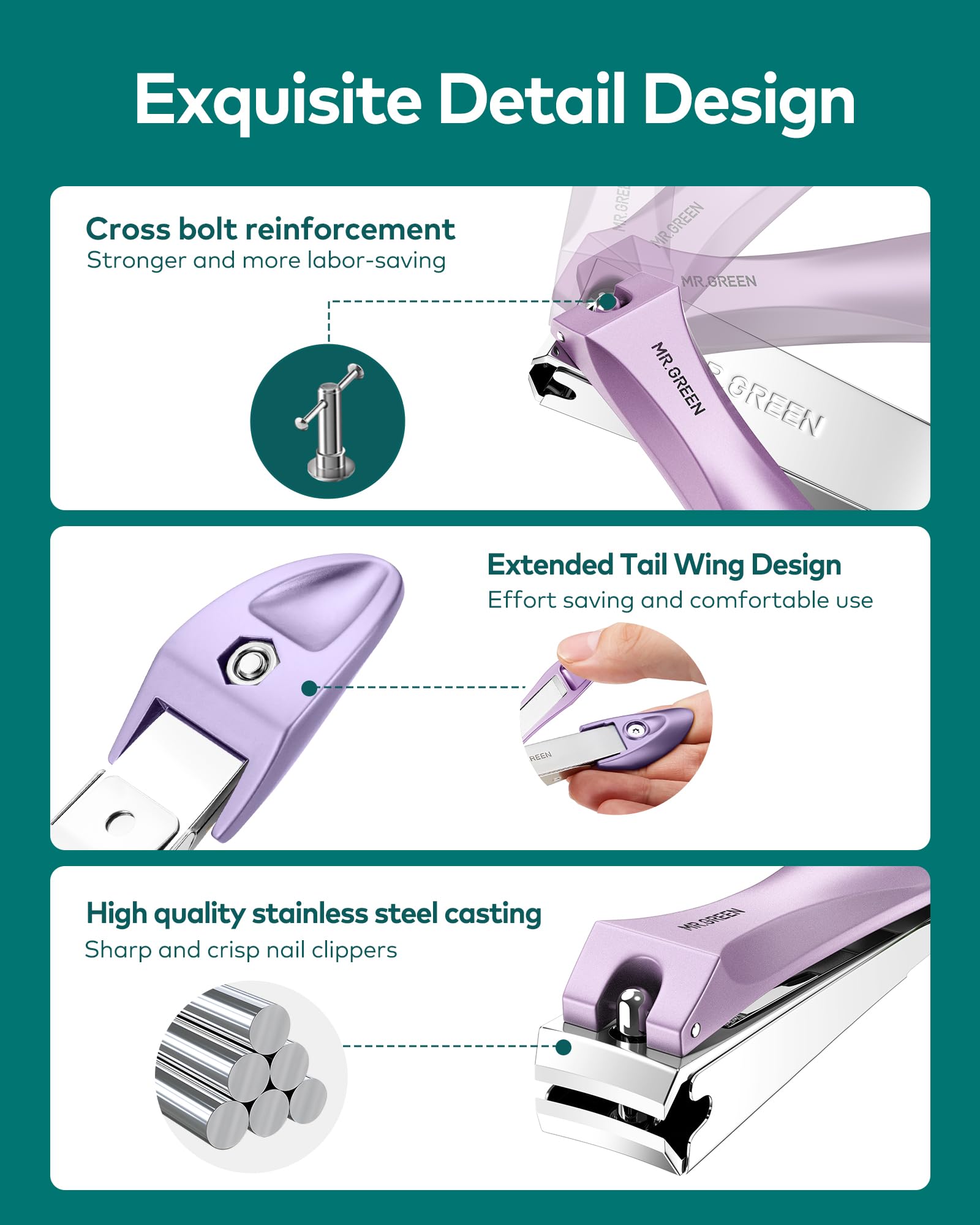 MR.GREEN nail clippers offset blade reduces direct collisions for smoother cuts