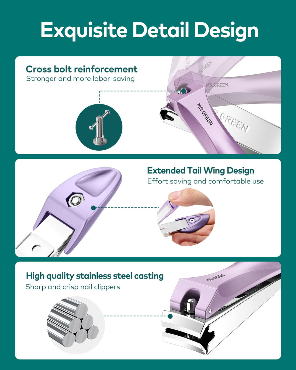 MR.GREEN nail clippers offset blade reduces direct collisions for smoother cuts