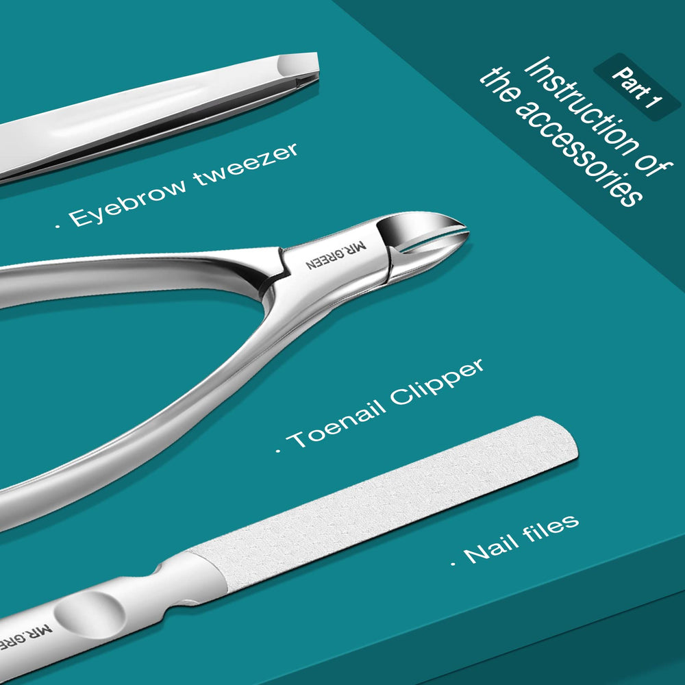 MR.GREEN eyebrow tweezers and scissors deliver precise shaping for tidy brows.