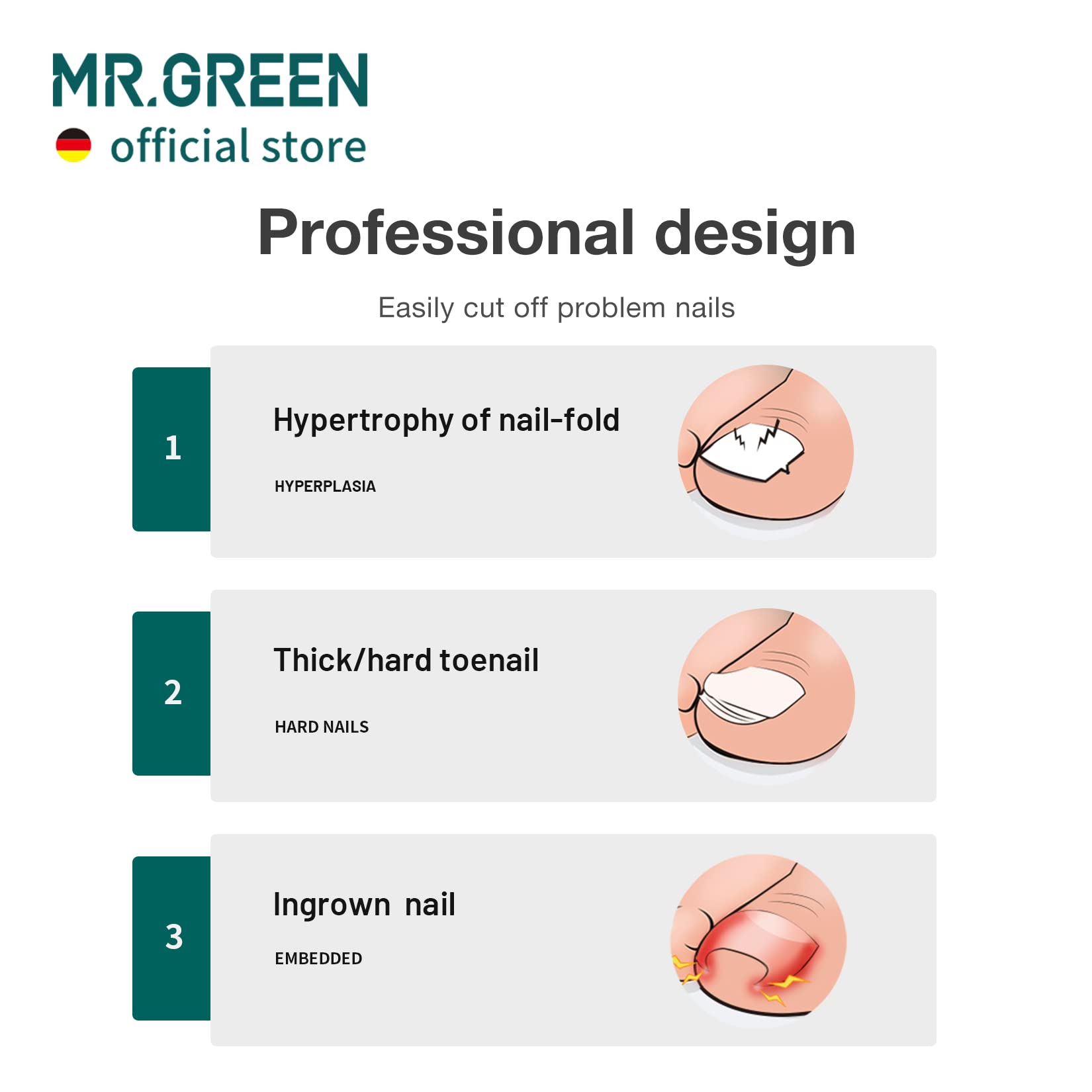 MR.GREEN built-in spring design ensures smooth, even tension for comfortable clipping.