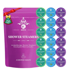 MR MIRYE shower steamers 18-pack box showcases gift-ready aromatherapy for daily relaxation.