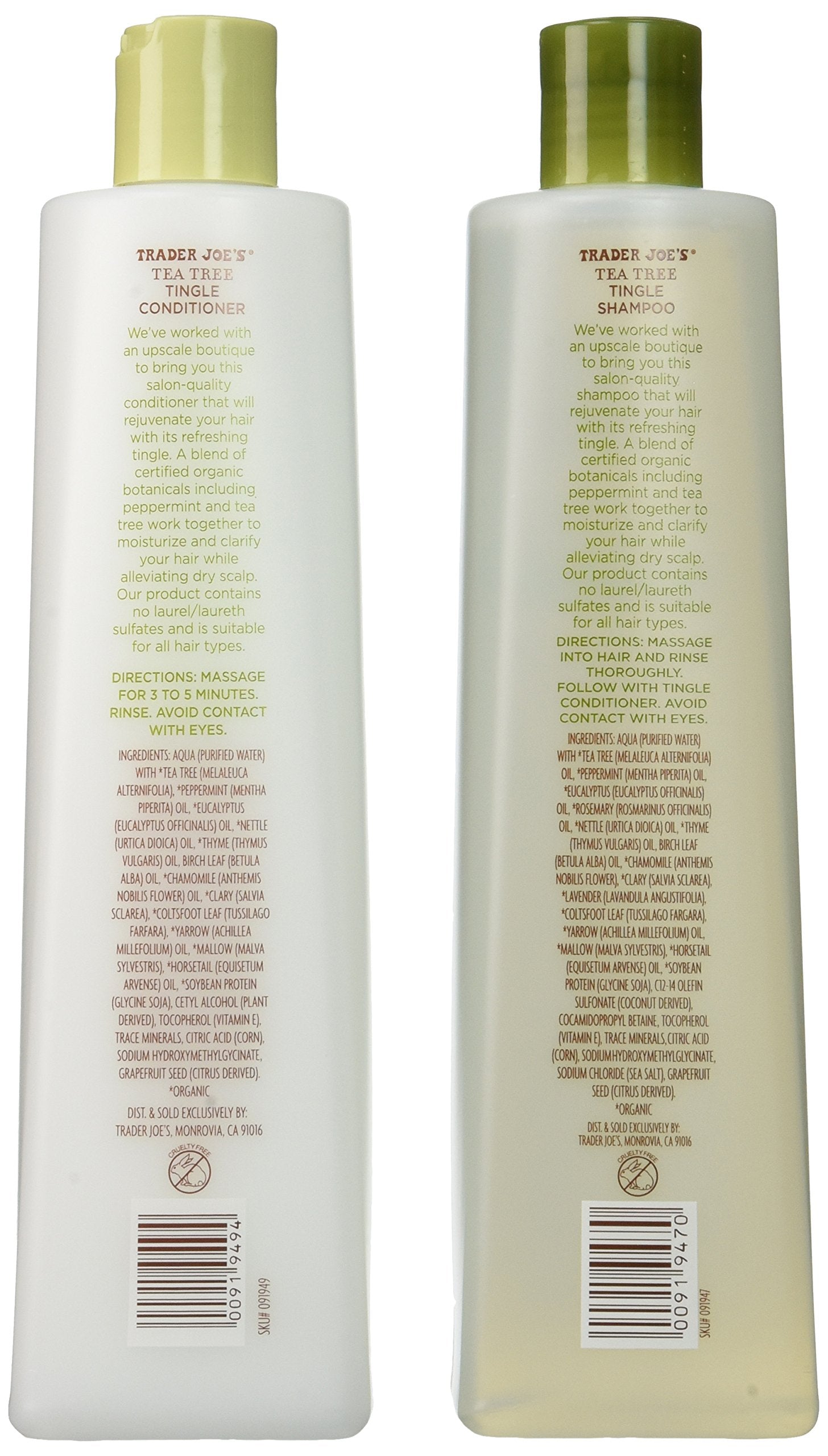 Mroobest Trader Joe's Tea Tree Tingle conditioner tube — moisture and easy manageability.
