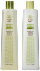 Mroobest Trader Joe's Tea Tree Tingle shampoo bottle — invigorating scalp cleanse with shine.