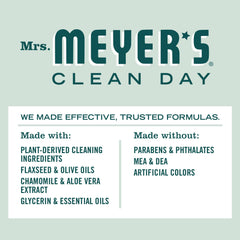 Mrs. Meyer's Birch Wood label emphasizes dermatologist-tested, cruelty-free formula