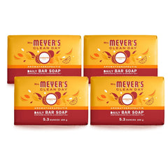 Mrs. Meyer's Clean Day Bar Soap Clementine bars display for fresh citrus cleansing