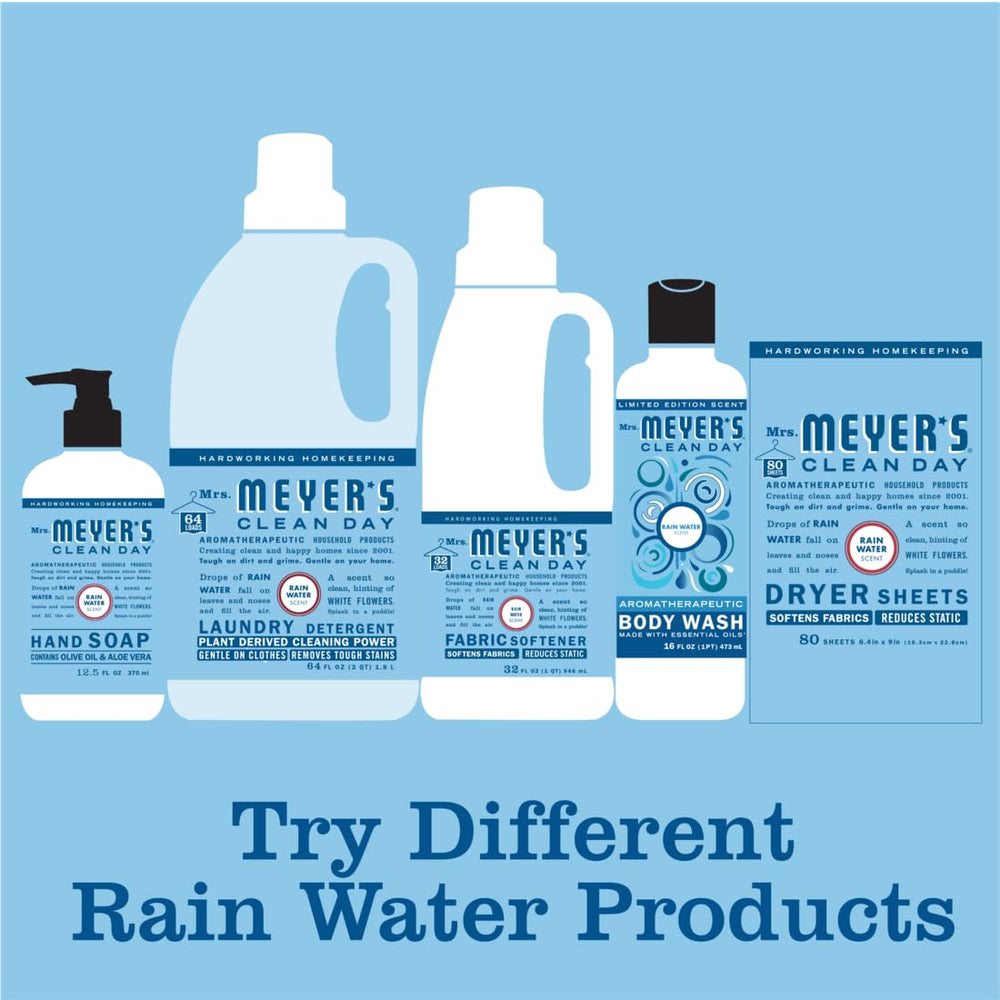 Mrs. Meyer's Rain Water packaging uses post-consumer paper to reduce waste