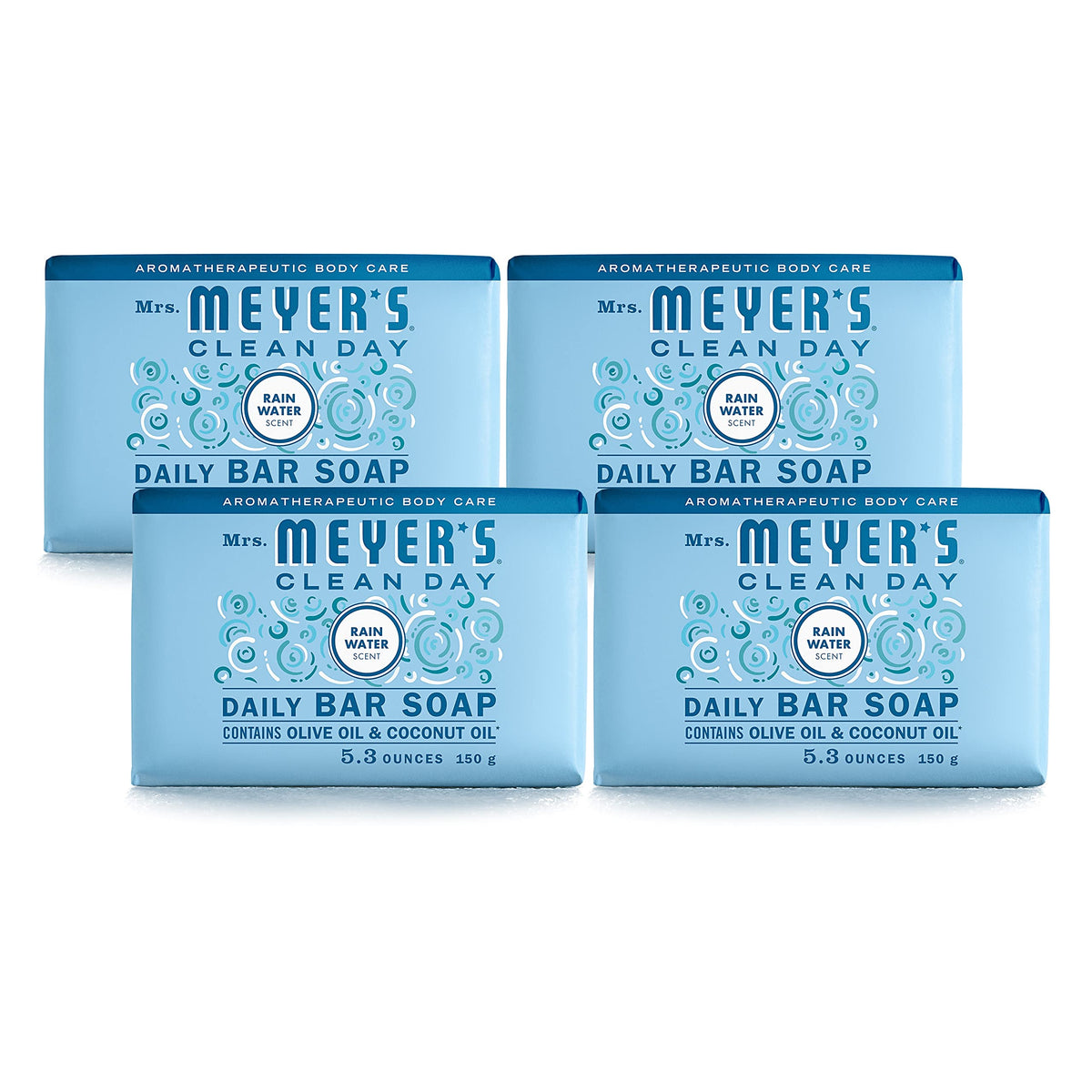 Mrs. Meyer's Clean Day Rain Water bars show a fresh scent for a refreshing shower