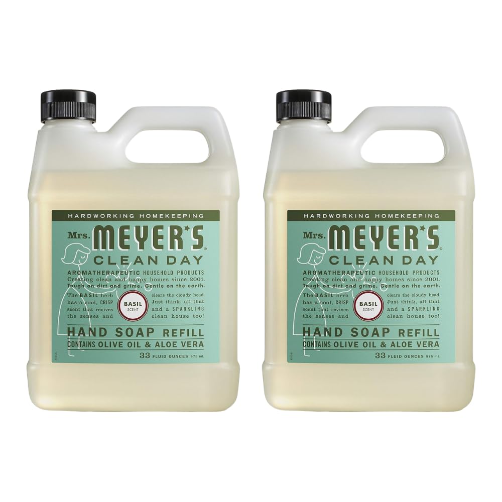 Mrs. Meyer's Clean Day Basil Hand Soap Refill 2-pack ready for ongoing use