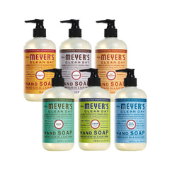 Mrs. Meyer's Clean Day Clementine hand soap bottle with bright citrus aroma for refreshing hand cleaning