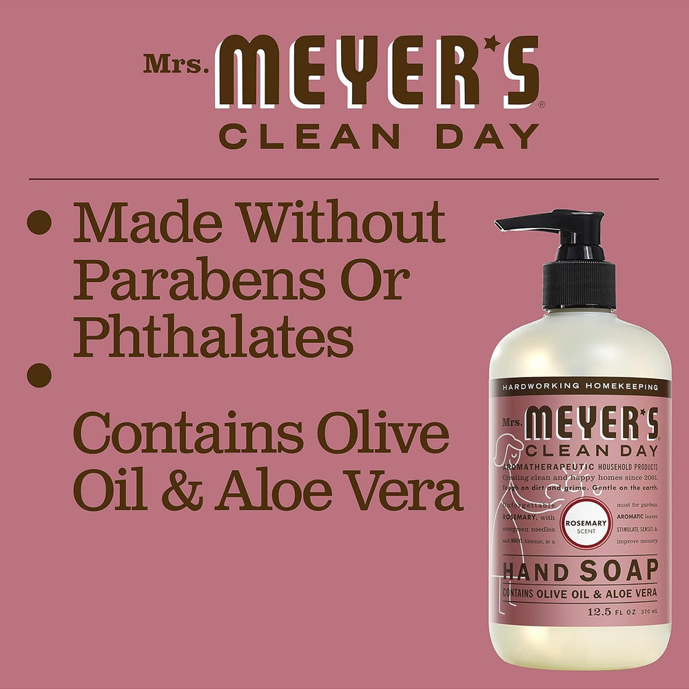 Mrs. Meyer's Clean Day packaging highlights cruelty-free status and biodegradable formula.