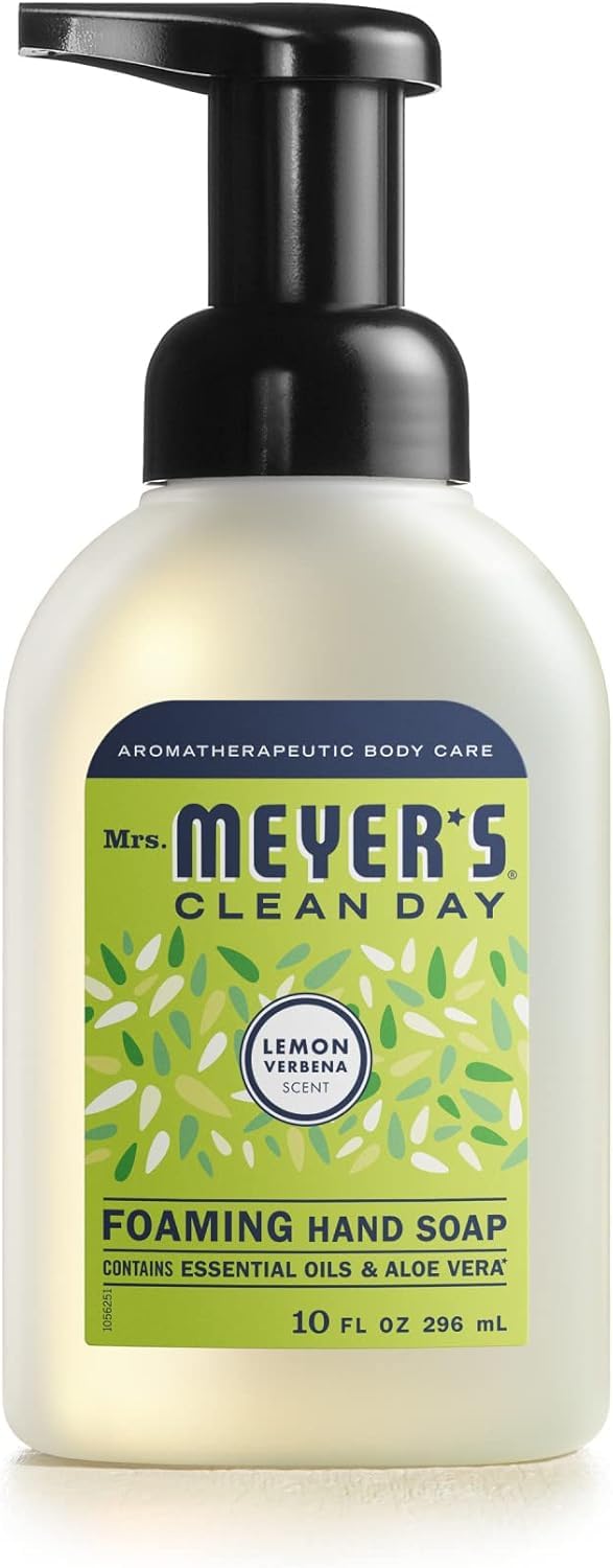 Mrs. Meyer's Clean Day Lemon Verbena soap bottle shows refreshing, gentle cleanse