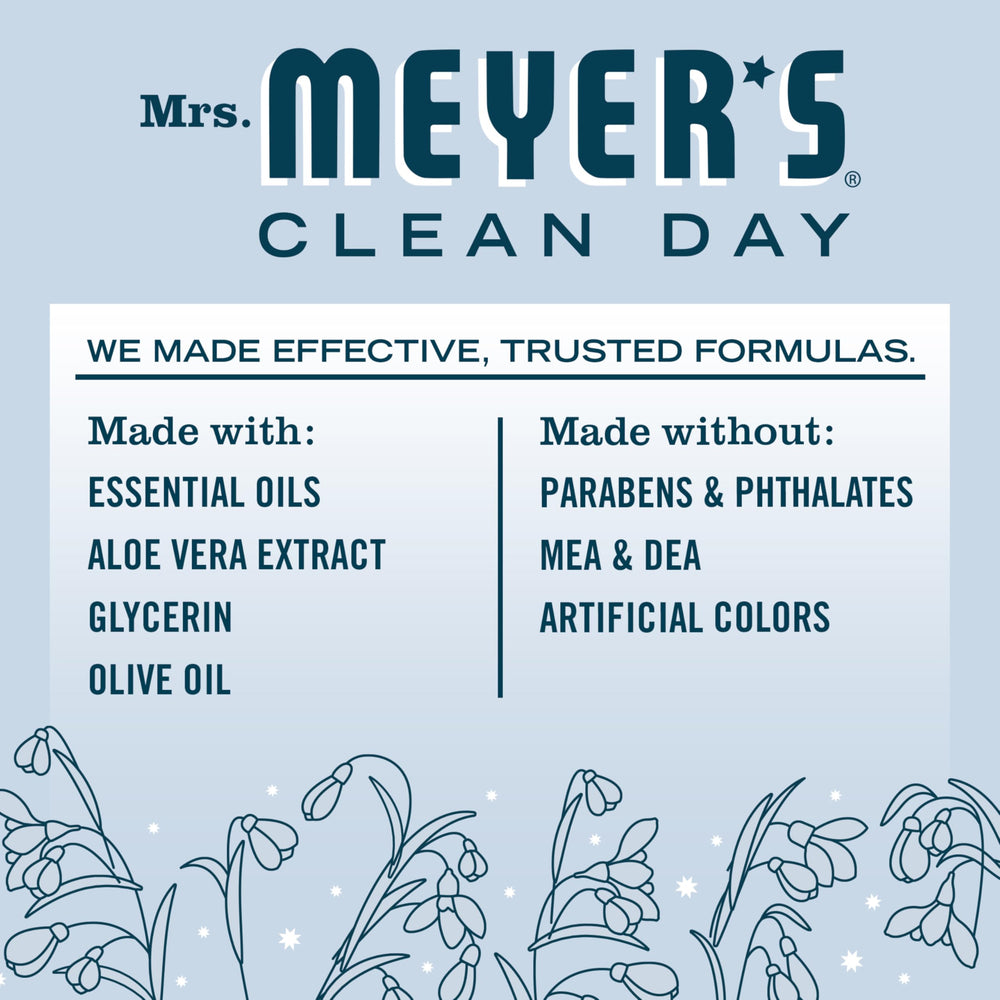Side view of Mrs. Meyer’s Snowdrop bottle for compact on-the-go use