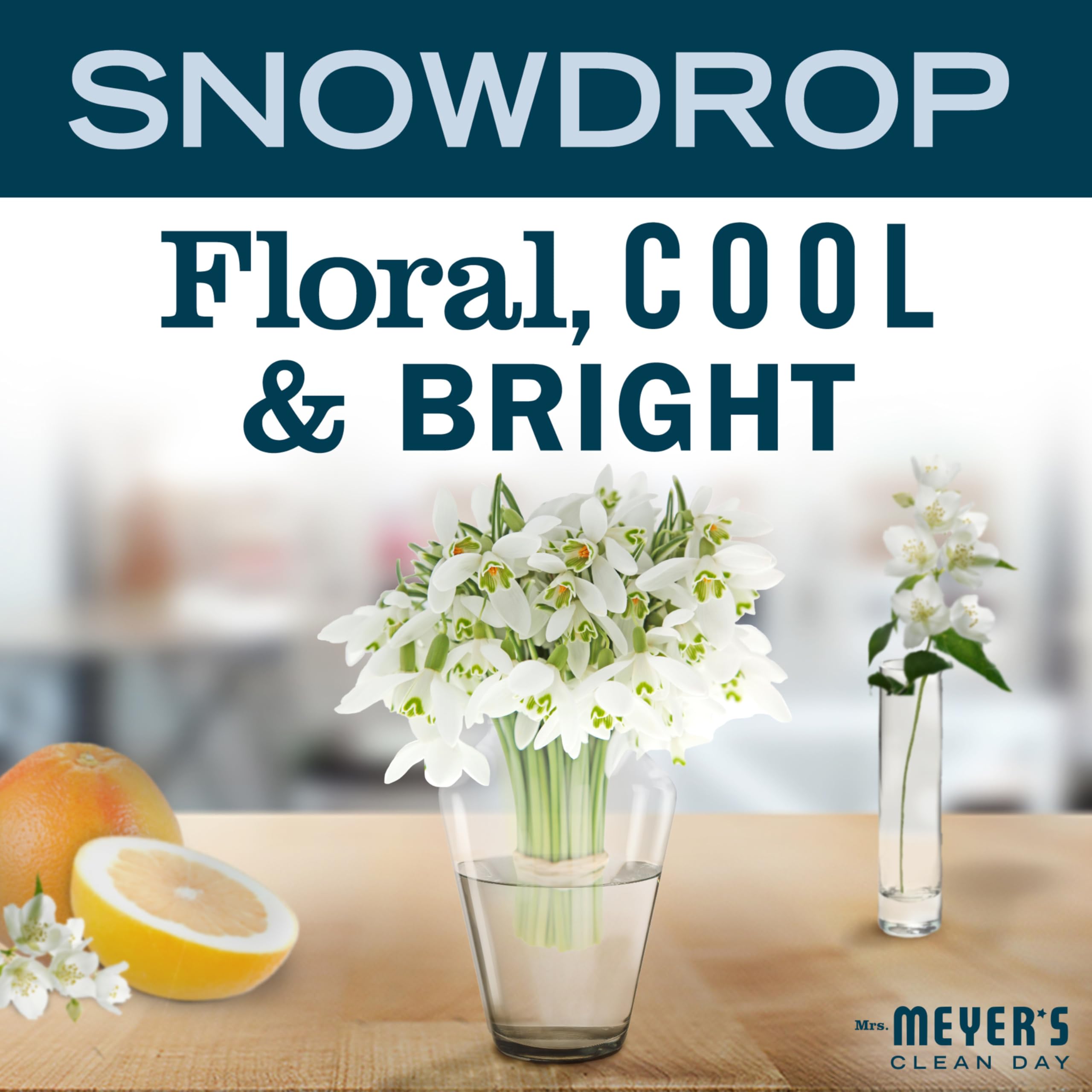 Hand applying Mrs. Meyer’s Snowdrop lotion for quick hydration