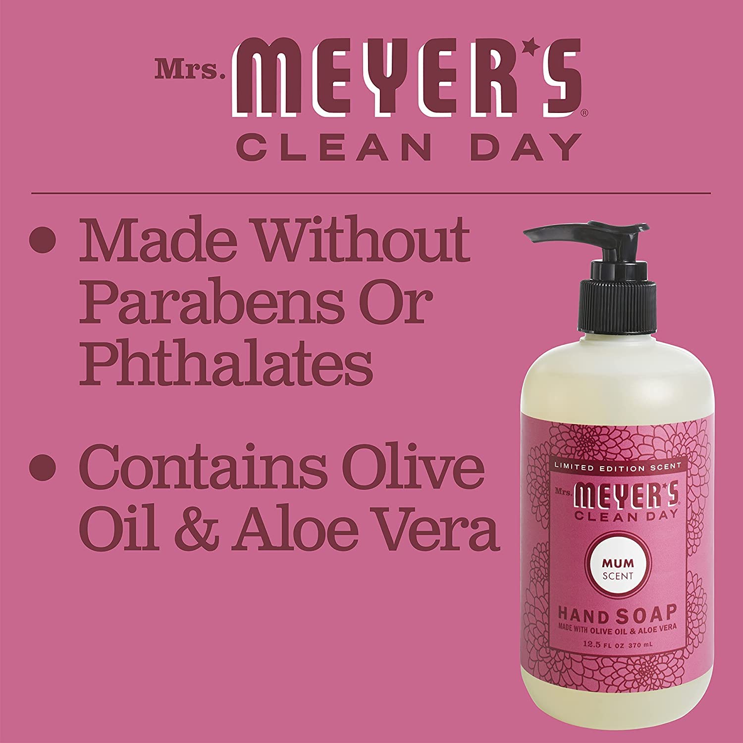 Mrs. Meyer's Clean Day Mum setup at kitchen or bathroom sink for fresh scent