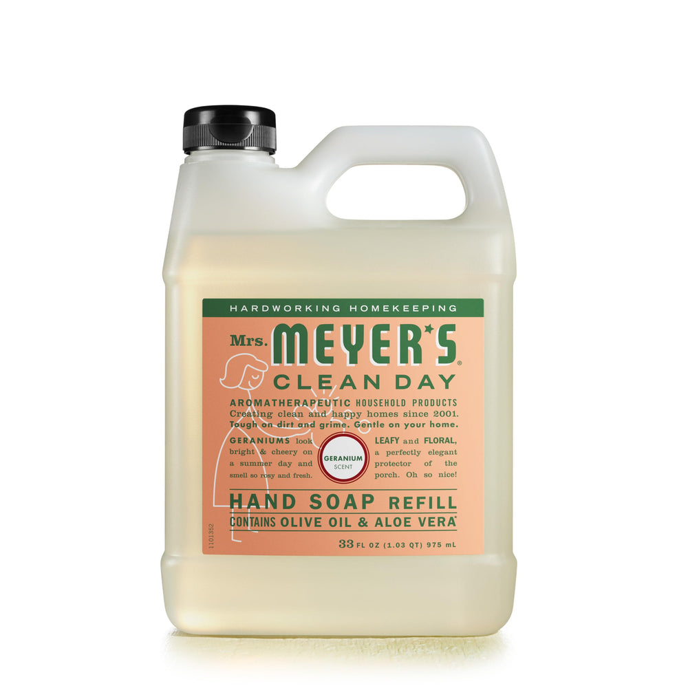 Mrs. Meyer's Clean Day geranium bottle for refreshing hand cleansing