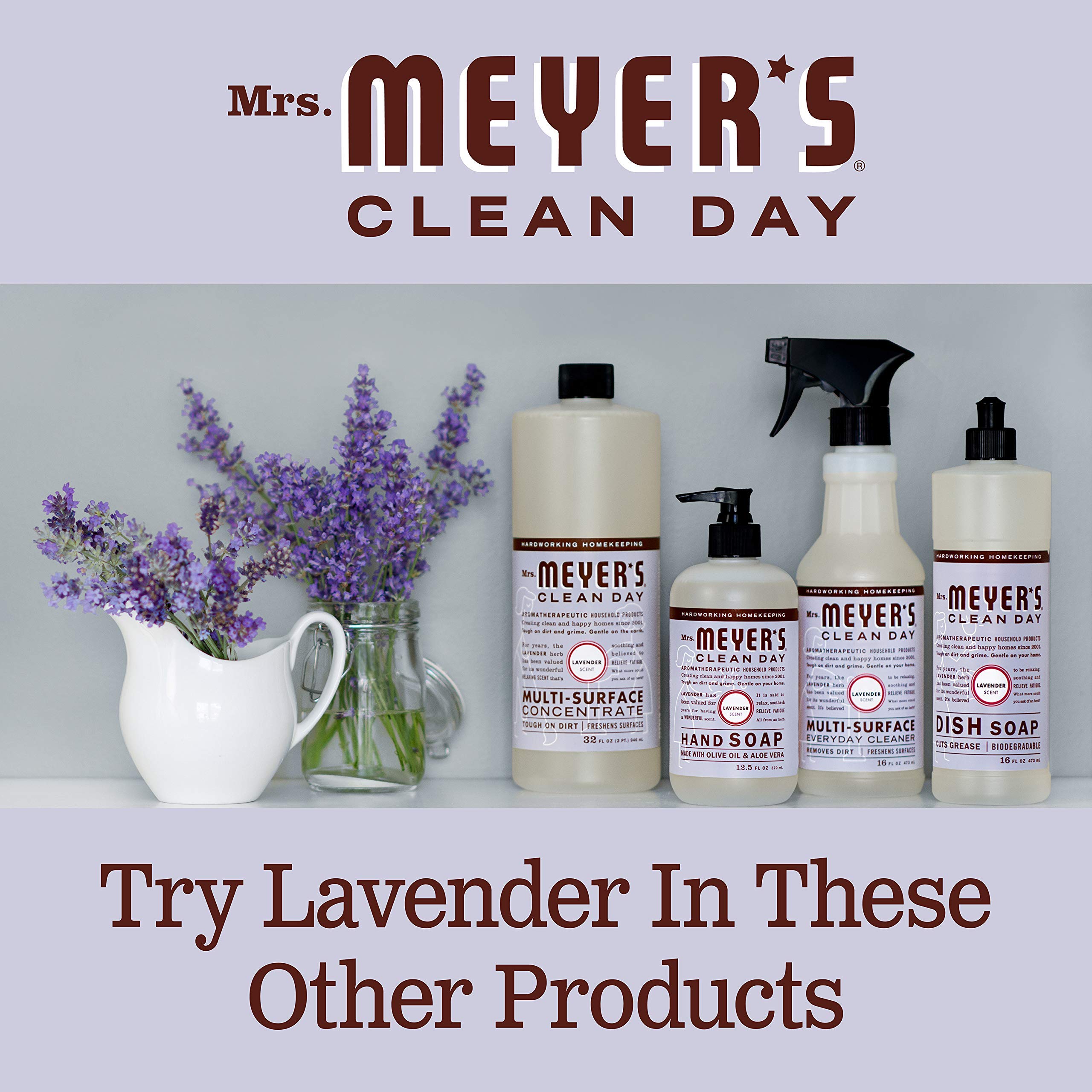 Mrs. Meyer's Clean Day Hand Soap Refill Lavender Basil sink-side scene suggests quick handwashing