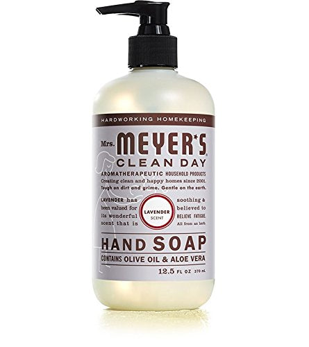 Mrs. Meyer's Clean Day Hand Soap ingredients collage showing aloe vera and olive oil benefits