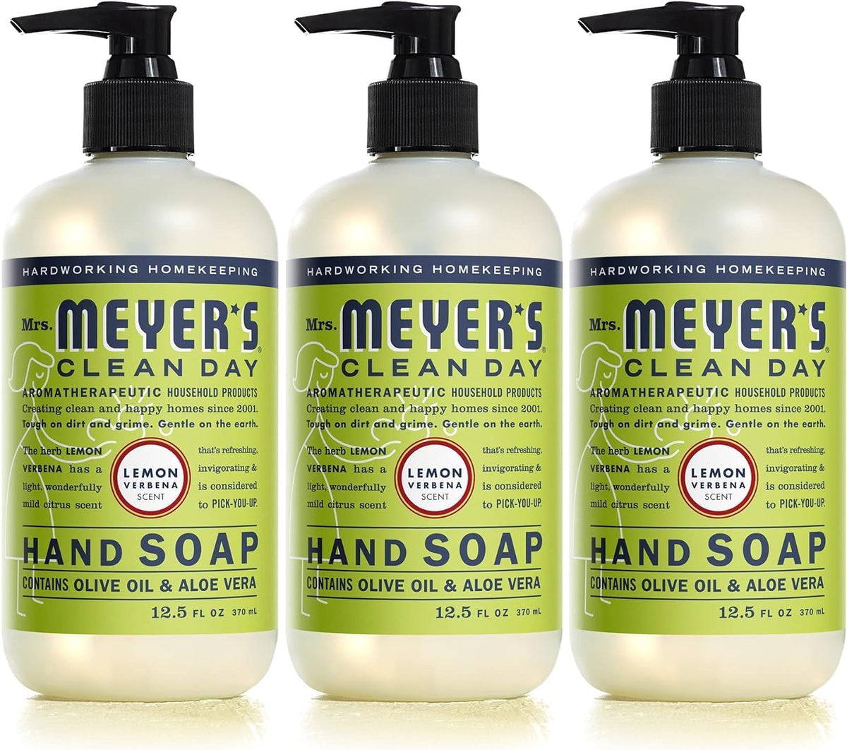 Mrs. Meyer's Clean Day Lemon Verbena bottle front shows refreshing citrus hand wash