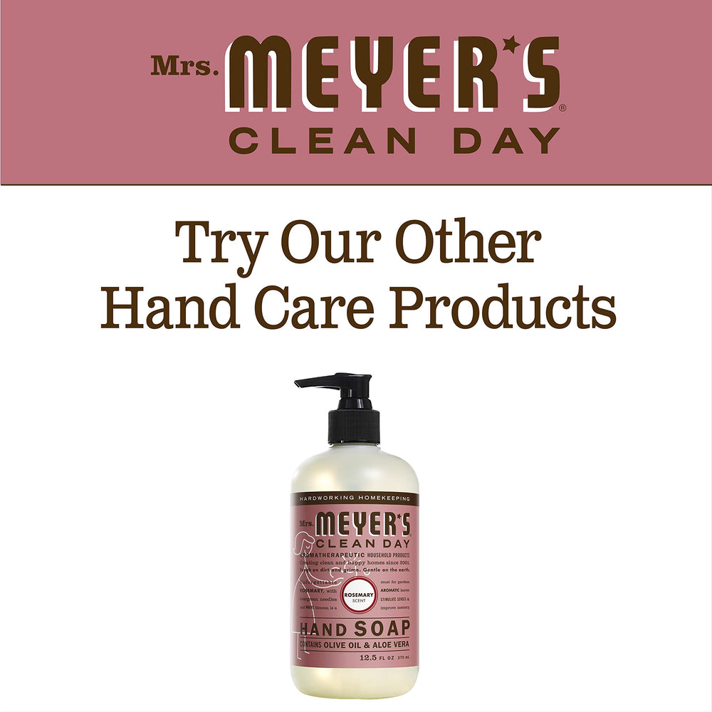 Three-pack arrangement of Mrs. Meyer's Rosemary hand soap providing a long-lasting supply.