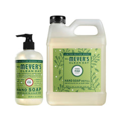 Mrs. Meyer's Snowdrop refill bottle for long-lasting sink clean.