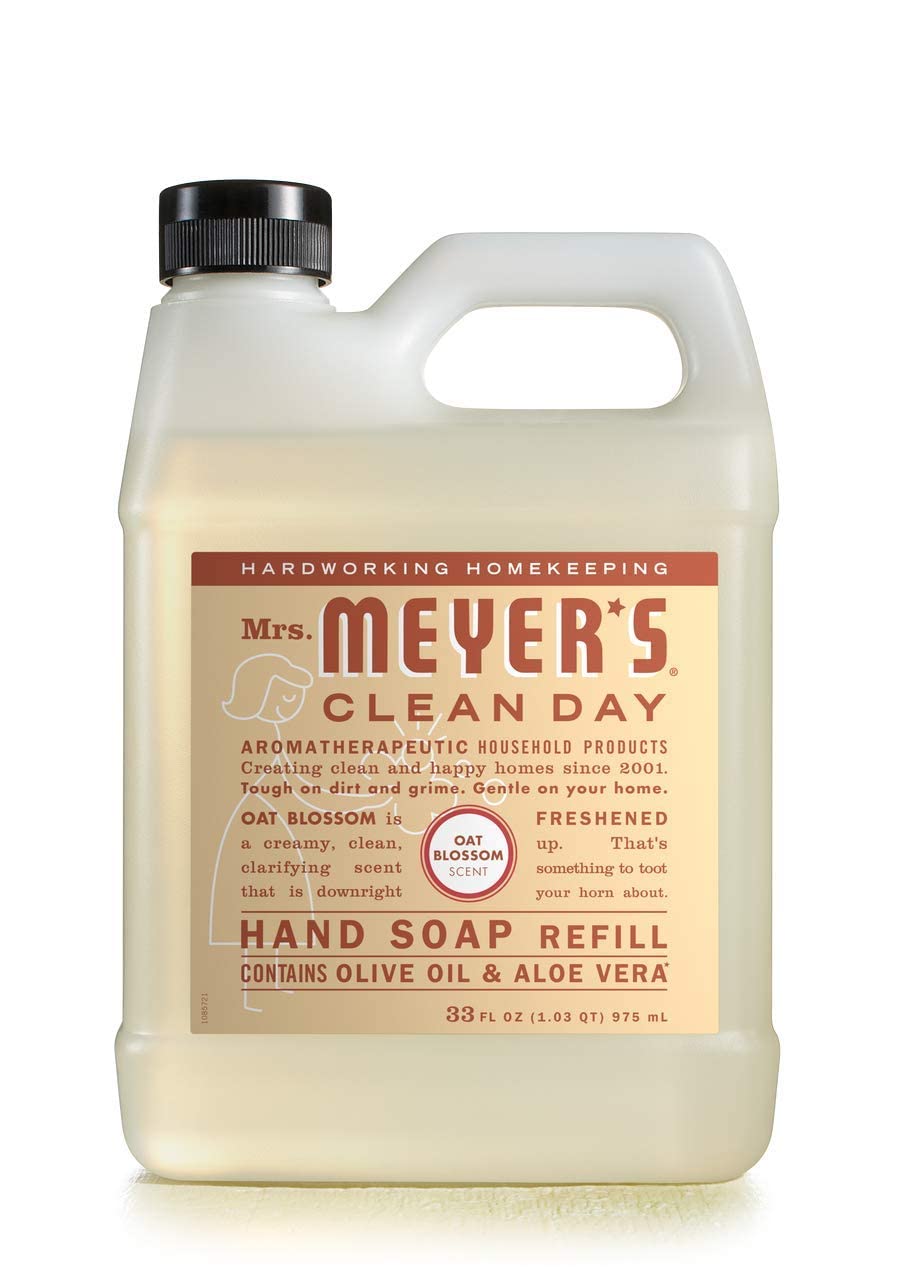 Mrs. Meyer's Basil bottle close-up with crisp herbal aroma for after cooking