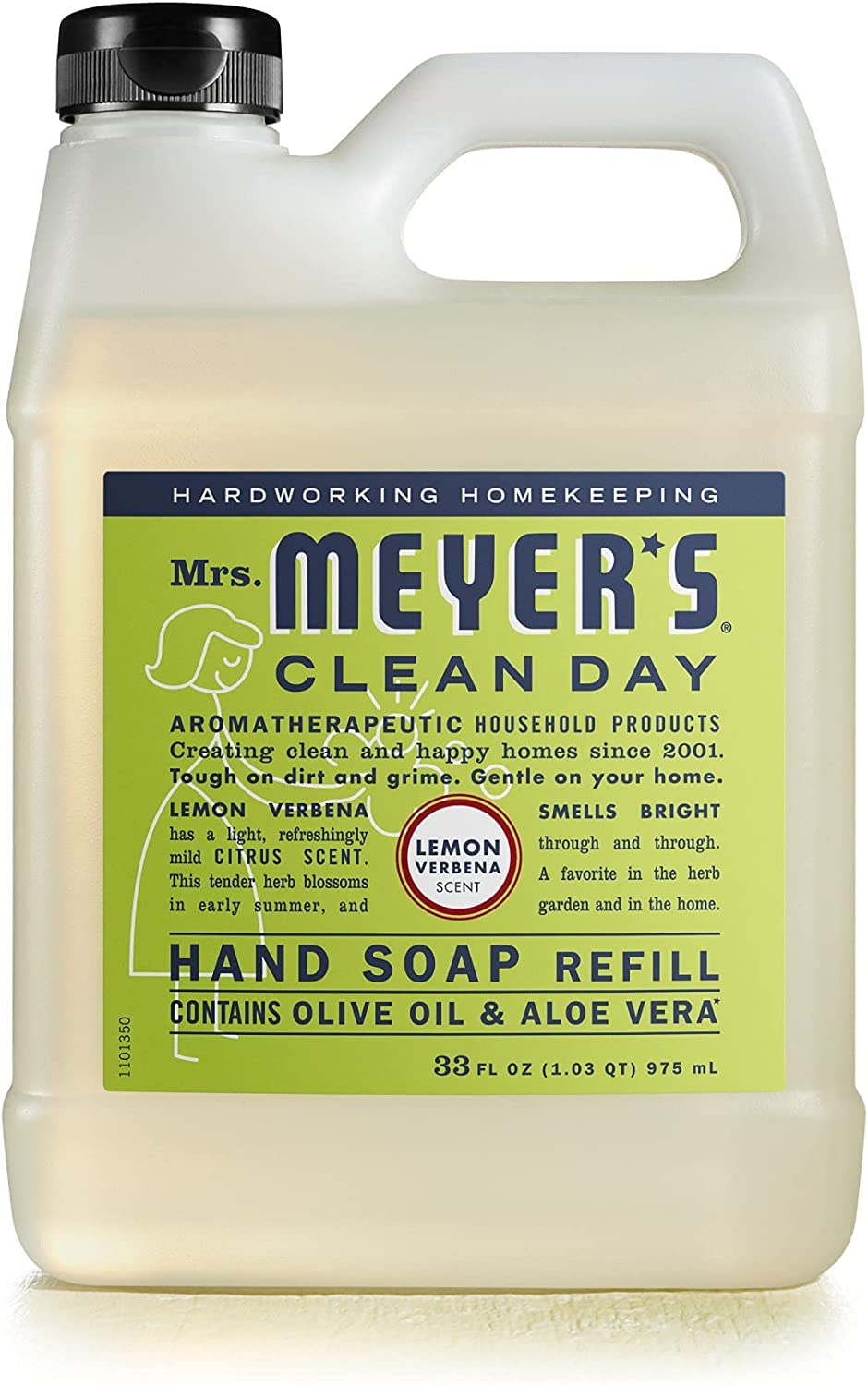 Mrs. Meyer's Lemon Verbena bottle close-up with bright citrus for a fresh wash