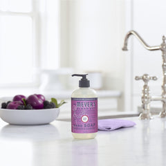 Mrs. Meyer's Plum Berry hand soap dispensing action shows easy, mess-free use