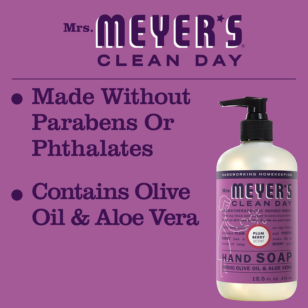 Mrs. Meyer's Plum Berry pack-3 display emphasizes value and scent consistency