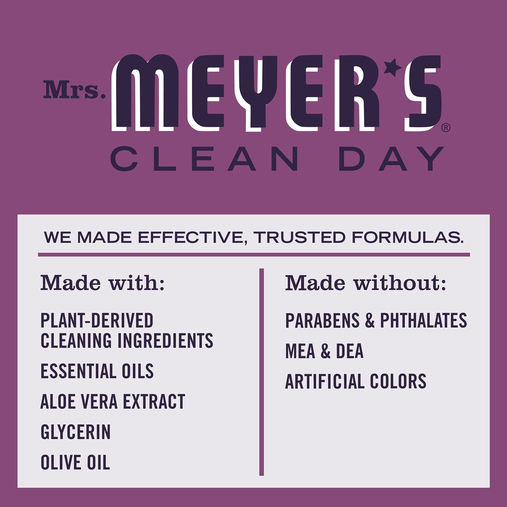 Mrs. Meyer's Plum Berry suds closeup shows moisturizing olive oil and aloe feel
