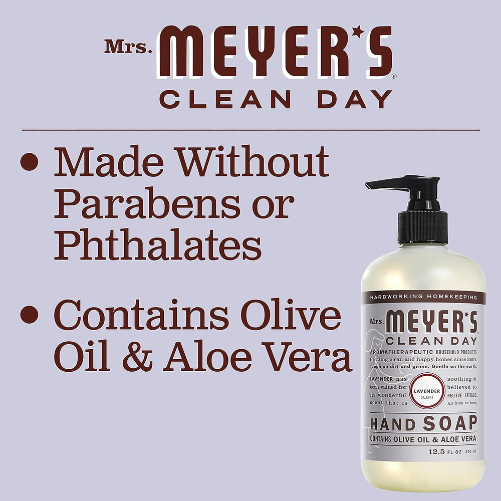 Mrs. Meyer's Lavender hand soap softening cleanser in use