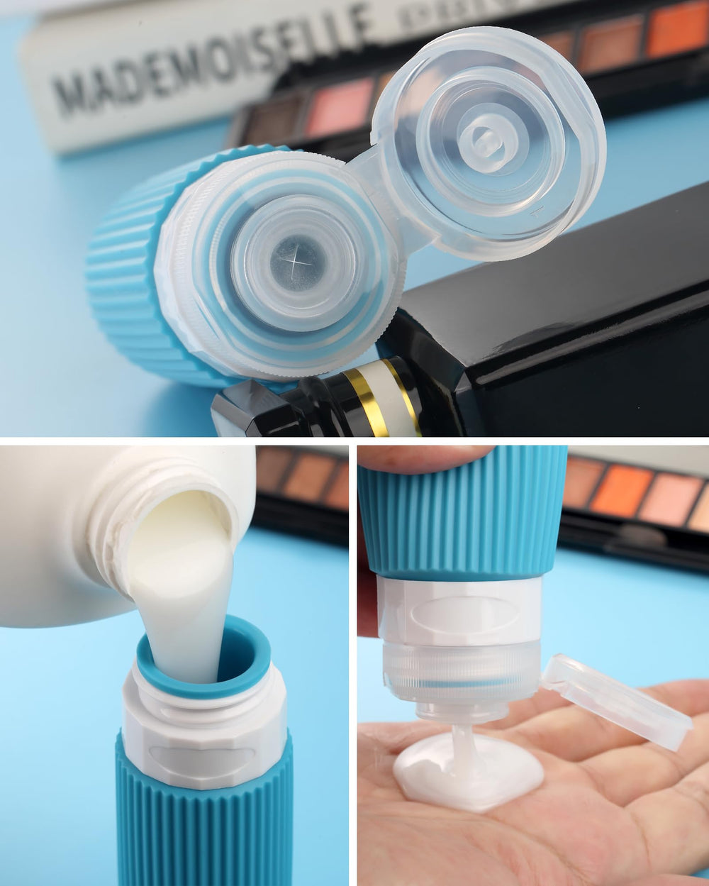 Mrsdry silicone squeeze bottles 3oz demonstrating leak-proof design for secure luggage