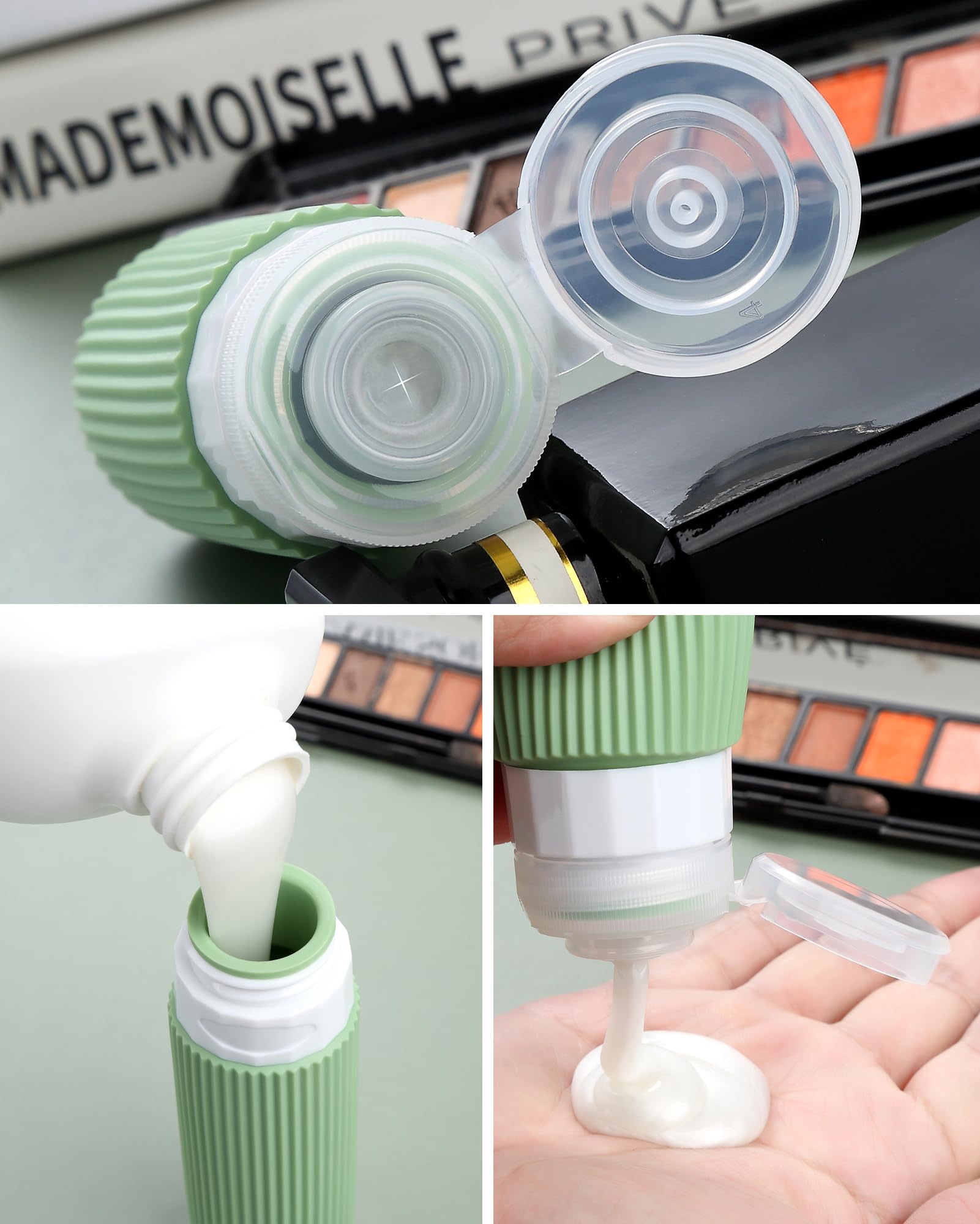 Mrsdry travel bottles silicone cream jars provide secure storage for creams and lotions.