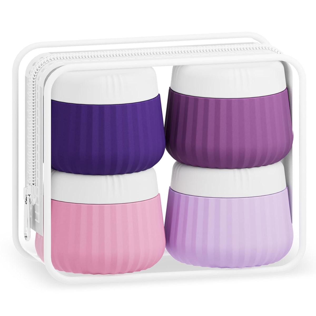 Mrsdry travel containers 4pack assorted colors color-code toiletries for easy packing.