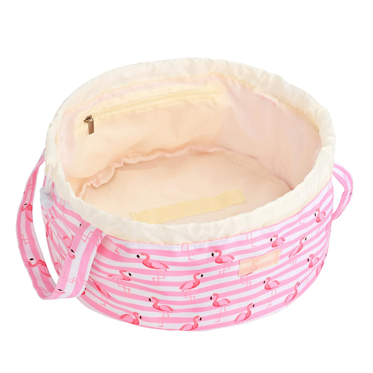 Mrsfox bolos de maquillaje grande con cordón rosa para viajar y organizar