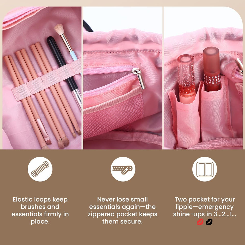 Mrsfox gift-ready pink makeup bag suitable for travelers.