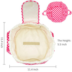 Mrsfox large-barrel-drawstring-makeup-bag side pockets keep brushes and essentials neatly within reach.
