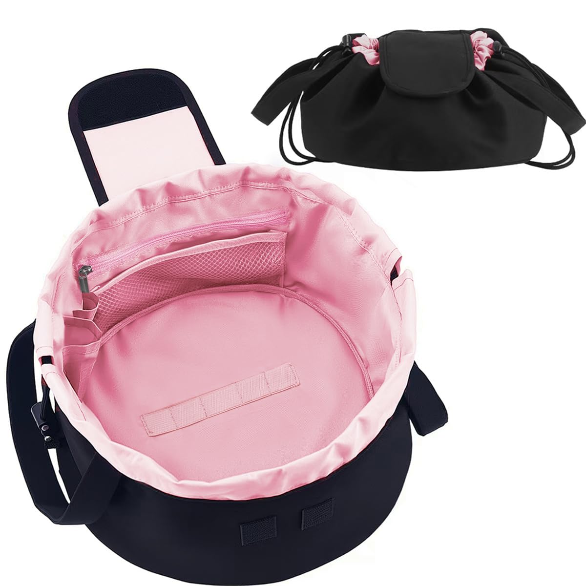 Mrsfox lay-flat makeup bag open for easy access and organized cosmetics.