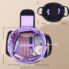 Mrsfox lay-flat bag with spacious compartments for organized cosmetics on trips.