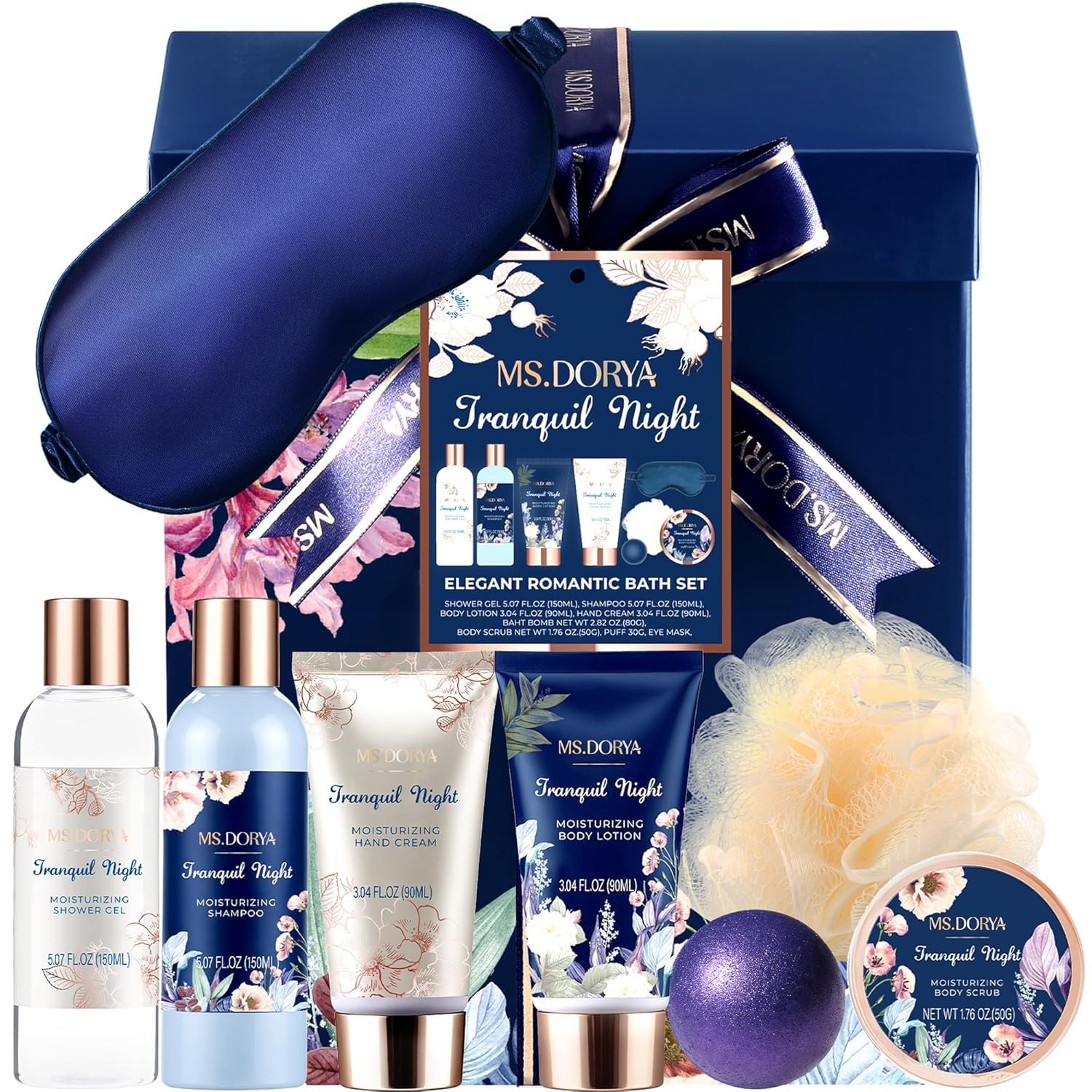MS.DORYA Christmas spa gift basket box displaying premium self-care items