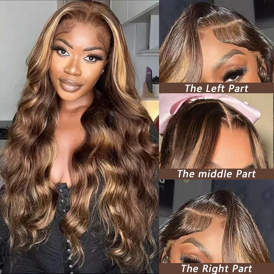 MSCLARA 13x6 HD lace front cap view illustrating seamless parting options.