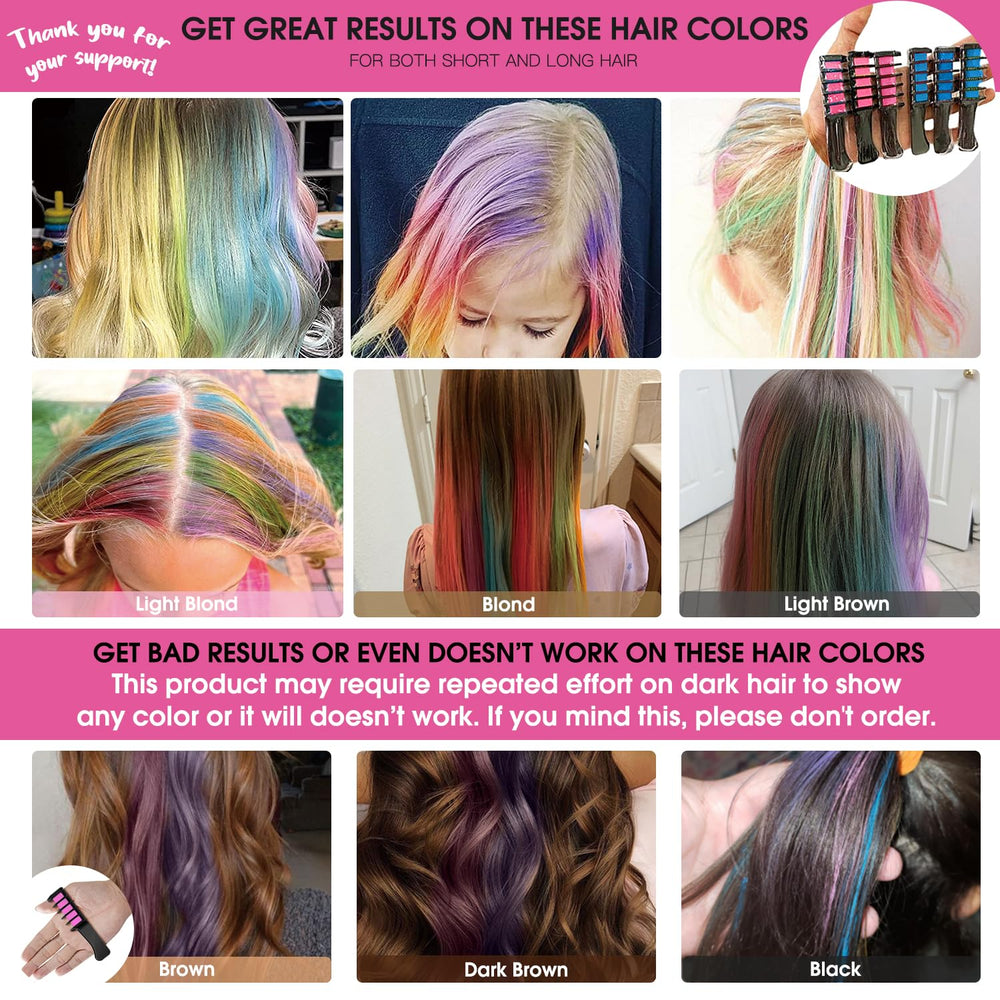 MSDADA hair chalk comb demonstrates quick color streaks for parties
