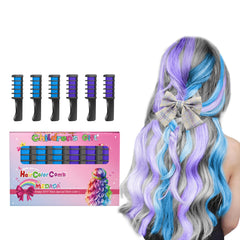 MSDADA Hair Chalk Comb front view shows vibrant blue and purple ideas for kids.