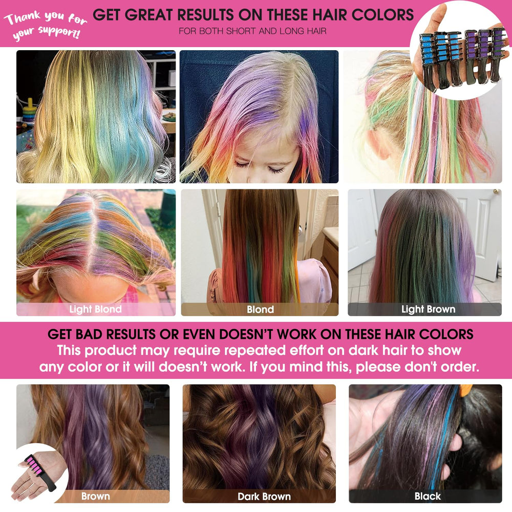 MSDADA Hair Chalk Comb packaging highlights kid-friendly, washable color options.