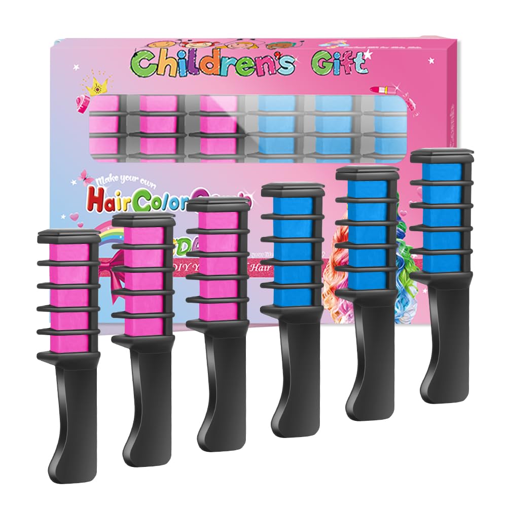 MSDADA hair chalk comb in pink and blue for playful hair art