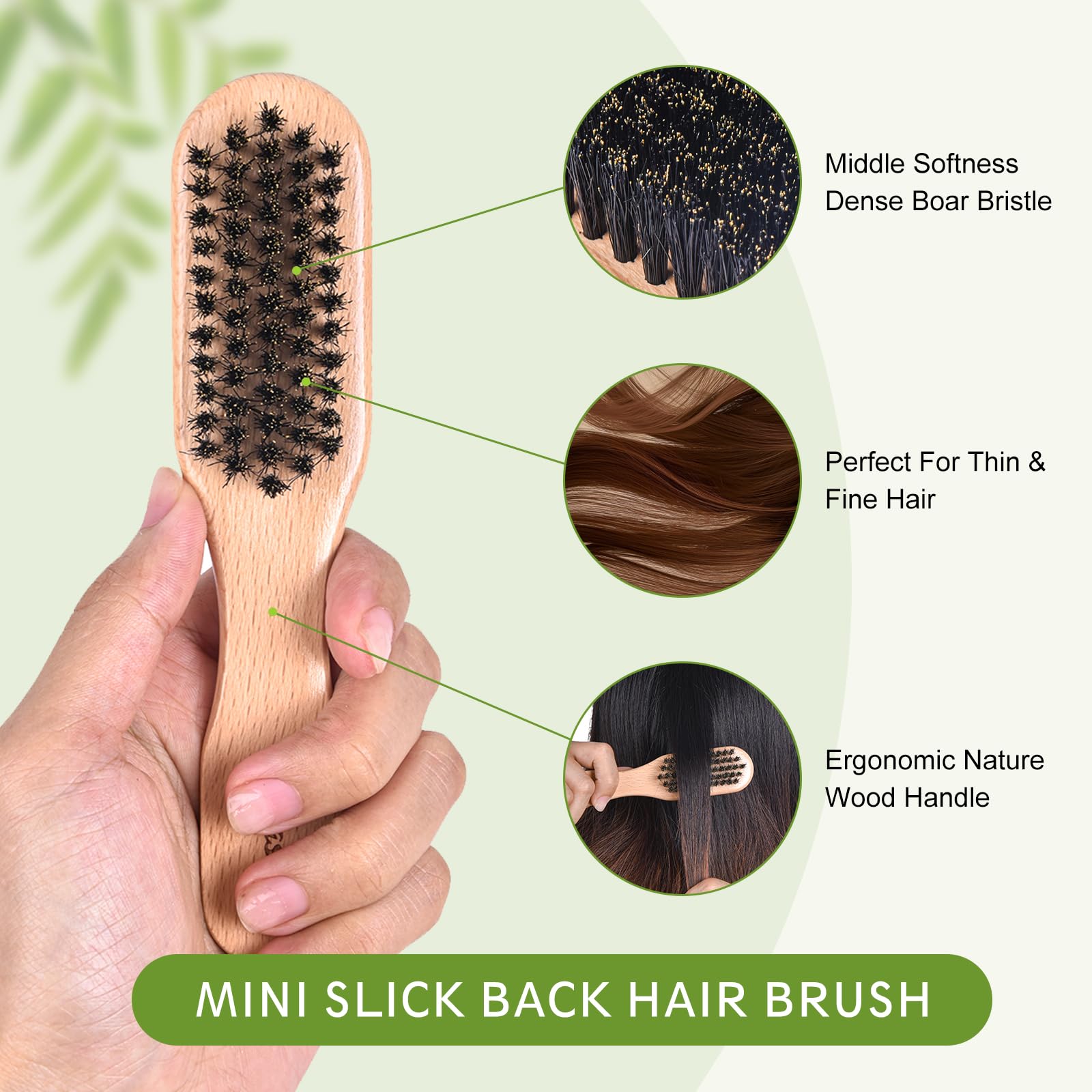 Msnasit anti-frizz smoothing brush close-up shows dense bristles for frizz control